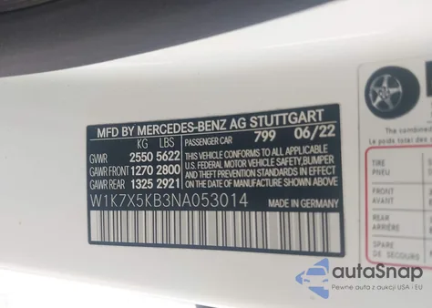 2022 Mercedes-Benz Amg Gt 43 4-Door Coupe из США, поврежденный, VIN W1K7X5KB3NA053014